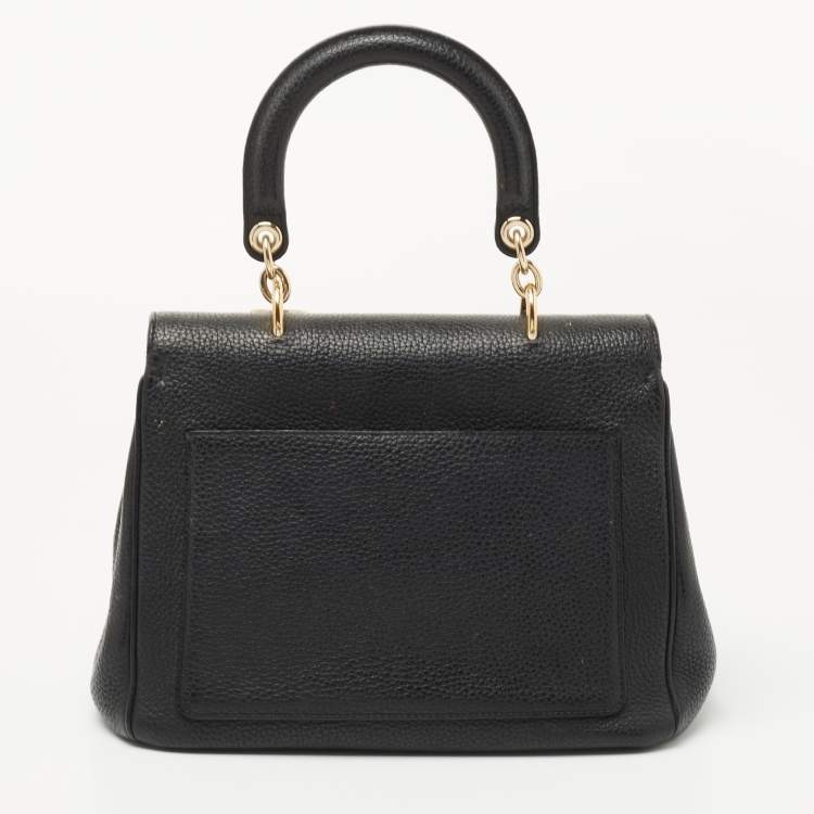 Pre Owned Dior Black Leather Small Be Dior Flap Top Handle Bag