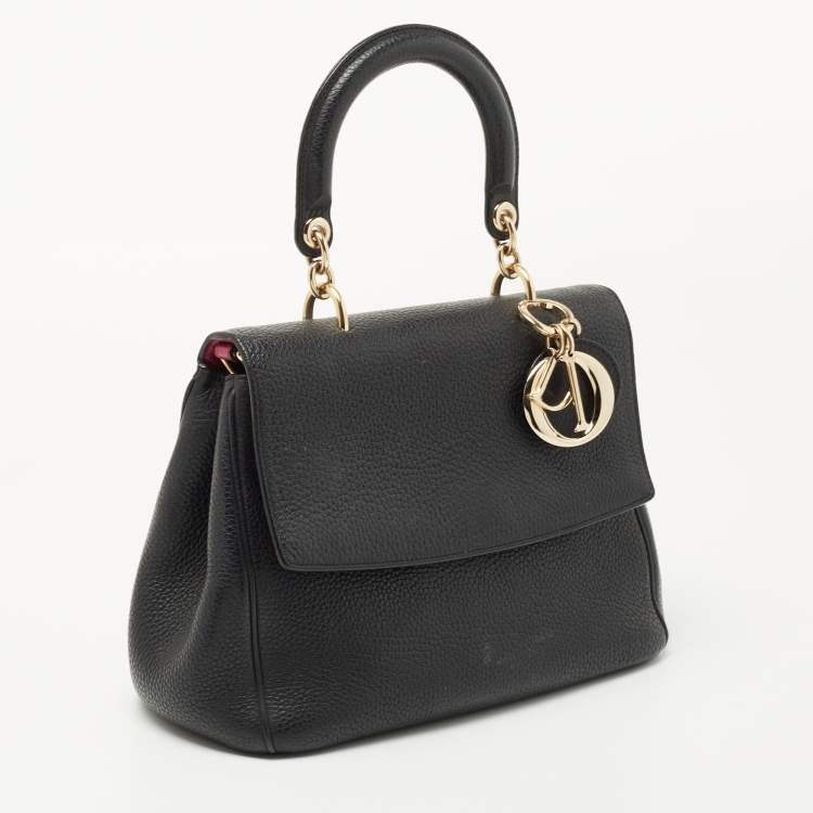 Pre Owned Dior Black Leather Small Be Dior Flap Top Handle Bag