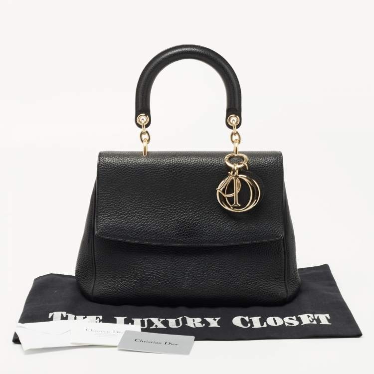 Pre Owned Dior Black Leather Small Be Dior Flap Top Handle Bag