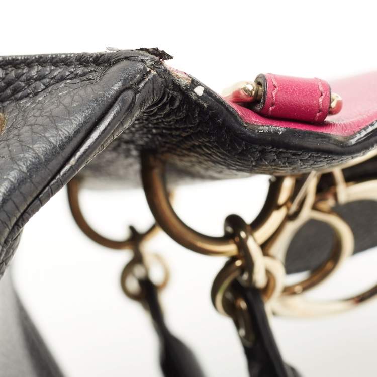Pre Owned Dior Black Leather Small Be Dior Flap Top Handle Bag