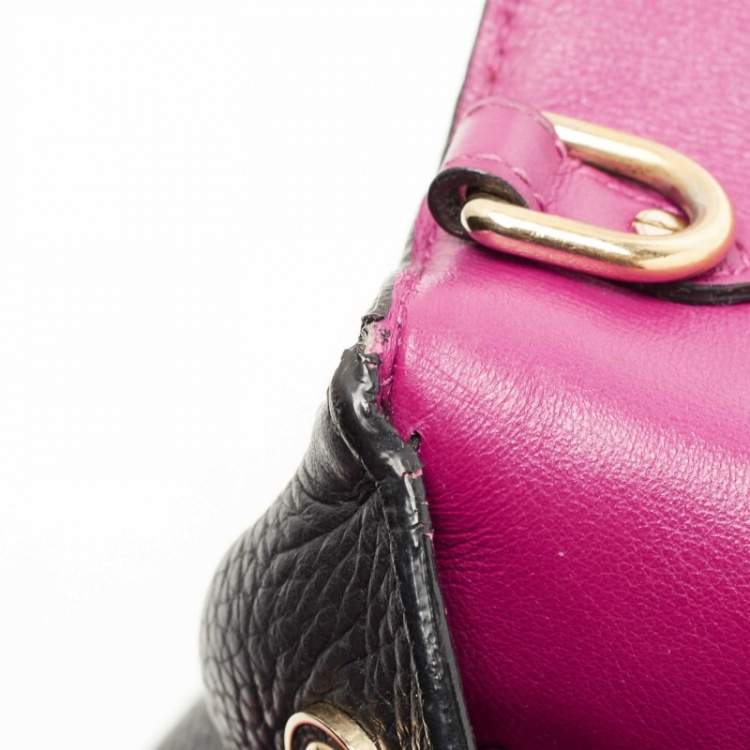 Pre Owned Dior Black Leather Small Be Dior Flap Top Handle Bag