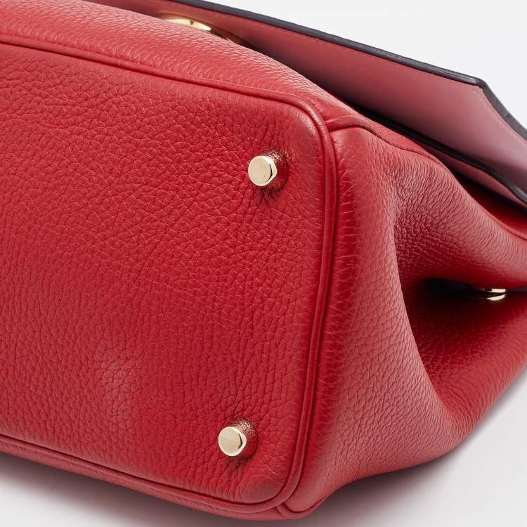 Pre Owned Dior Red Leather Small Be Dior Flap Top Handle Bag