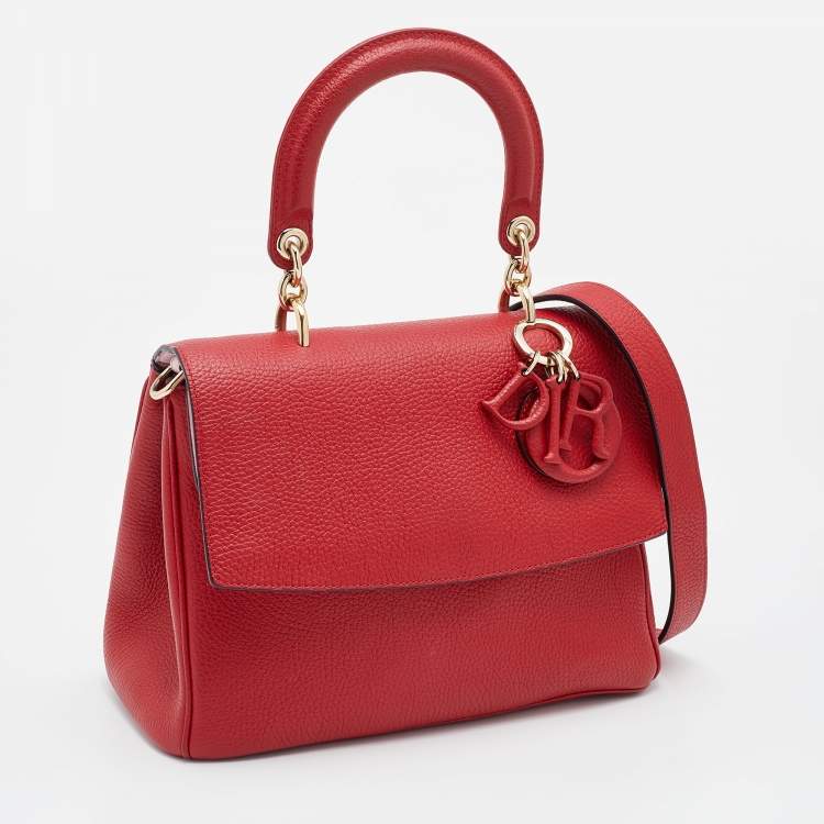 Pre Owned Dior Red Leather Small Be Dior Flap Top Handle Bag