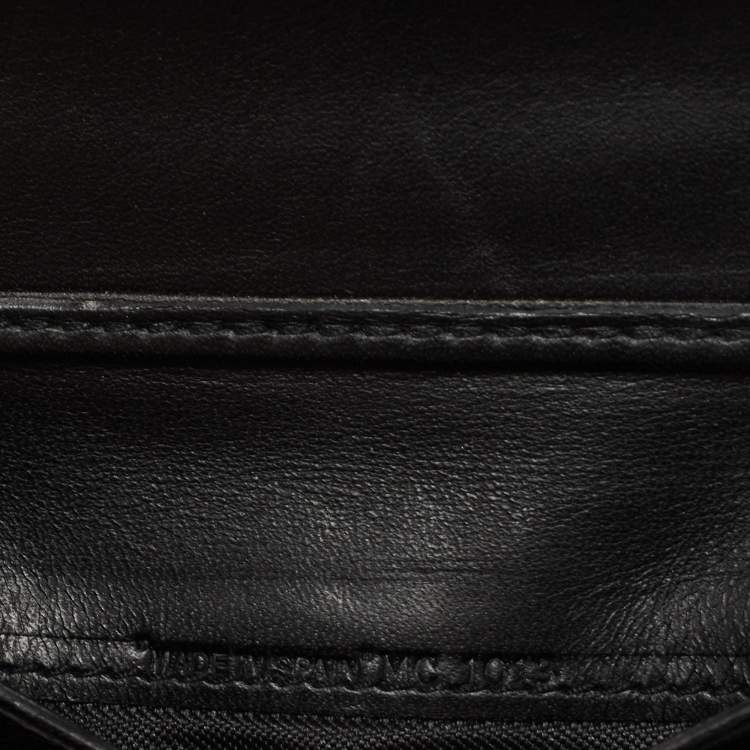 Pre Owned Dior Black Oblique Canvas and Leather Trifold Compact Wallet
