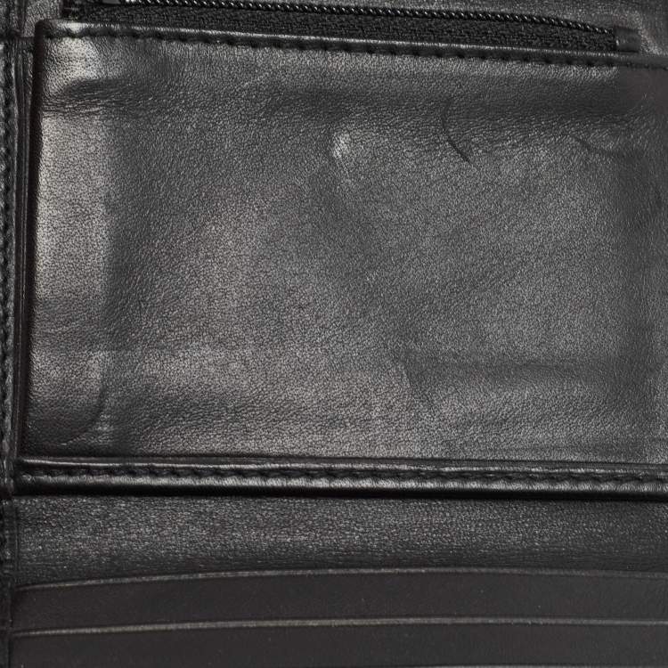 Pre Owned Dior Black Oblique Canvas and Leather Trifold Compact Wallet