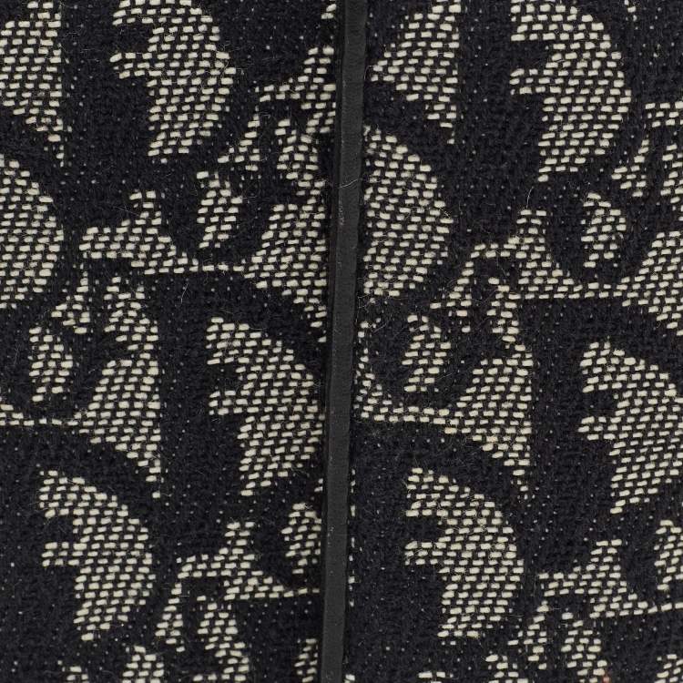 Pre Owned Dior Black Oblique Canvas and Leather Trifold Compact Wallet