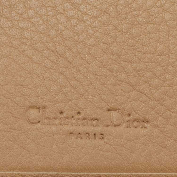 Pre Owned Dior Beige Leather and Suede Grommet Logo Trifold Wallet