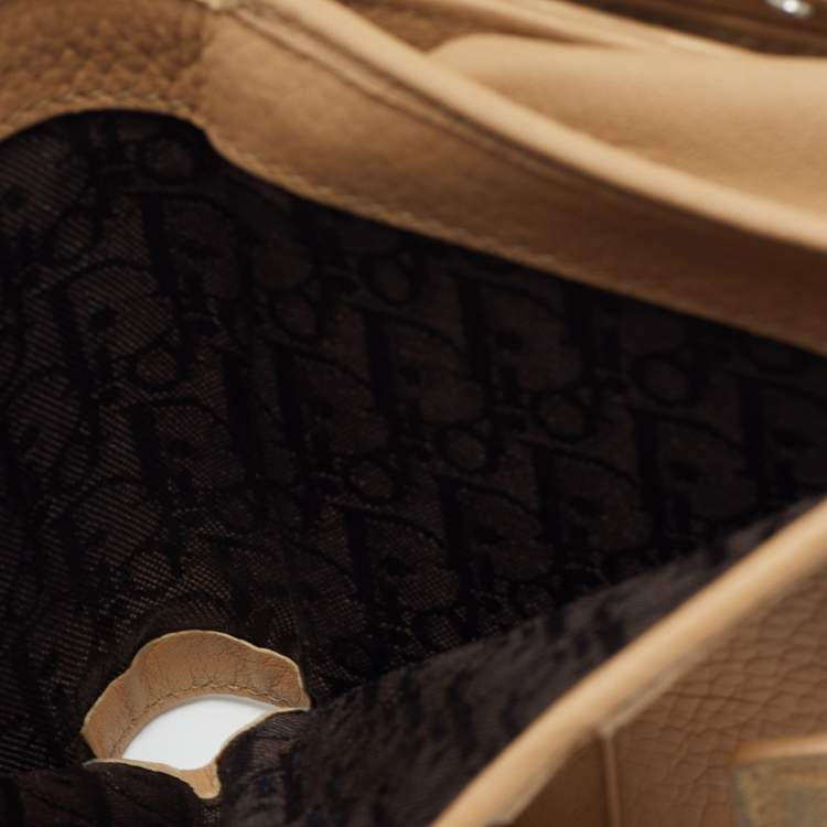 Pre Owned Dior Beige Leather and Suede Grommet Logo Trifold Wallet