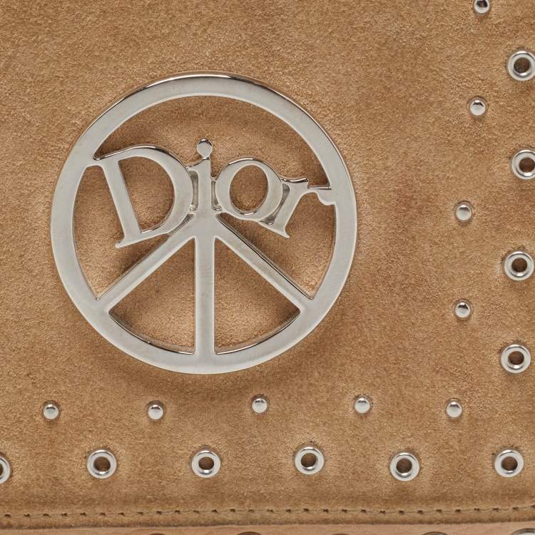 Pre Owned Dior Beige Leather and Suede Grommet Logo Trifold Wallet