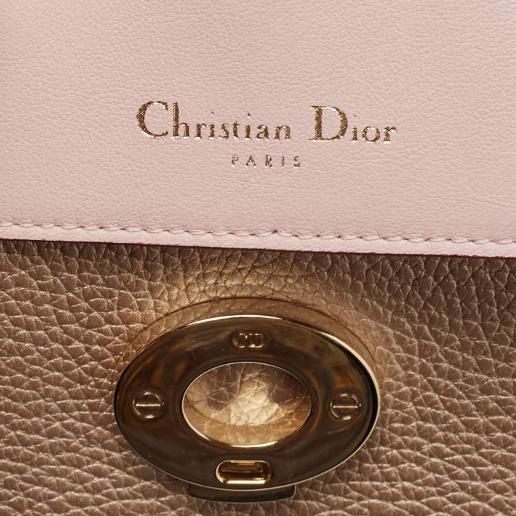 Pre Owned Dior Metallic Beige Leather Small Be Dior Flap Top Handle Bag