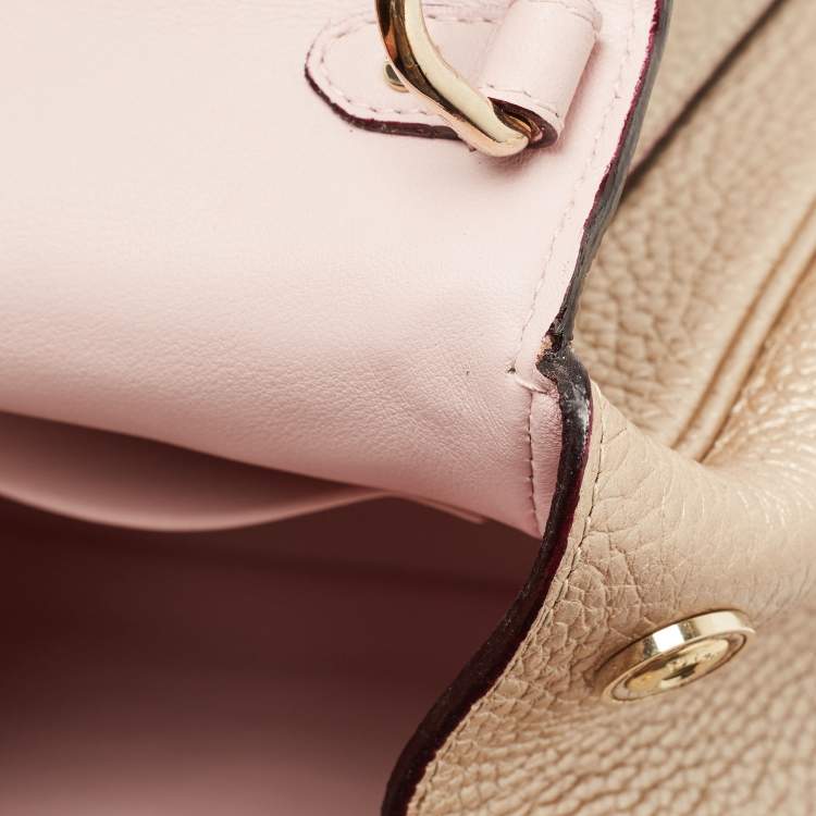 Pre Owned Dior Metallic Beige Leather Small Be Dior Flap Top Handle Bag