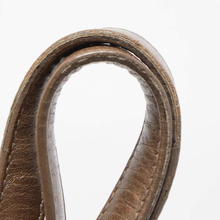 Pre Owned Dior Olive Green Cannage Coated Canvas & Leather Medium Panarea Shopper Tote