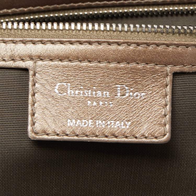 Pre Owned Dior Olive Green Cannage Coated Canvas & Leather Medium Panarea Shopper Tote