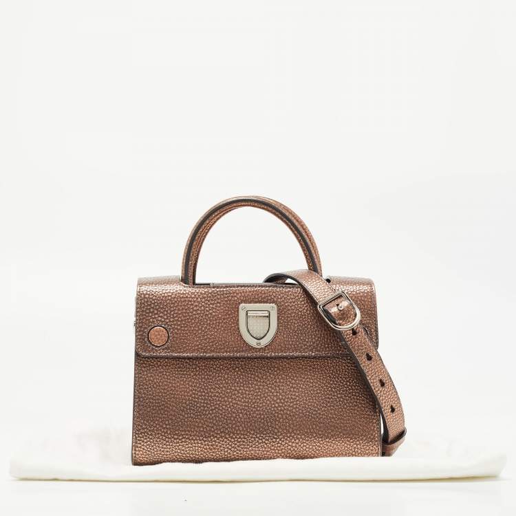 Pre Owned Dior Bronze Leather Mini Diorever Tote