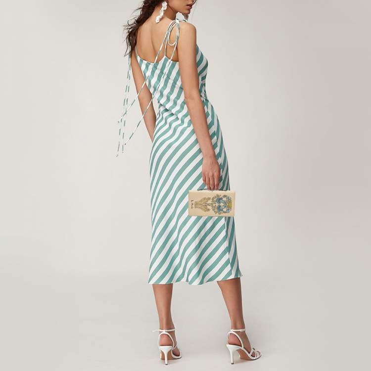 Pre Owned Dior Beige Leather Embroidered Le Monde Tarot Pouch