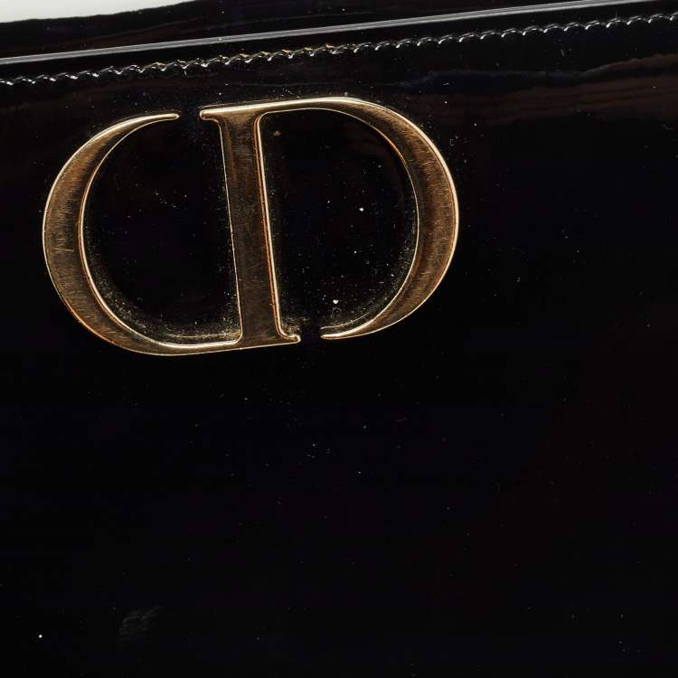 Pre Owned Dior Black Patent Leather 30 Montaigne Chain Clutch