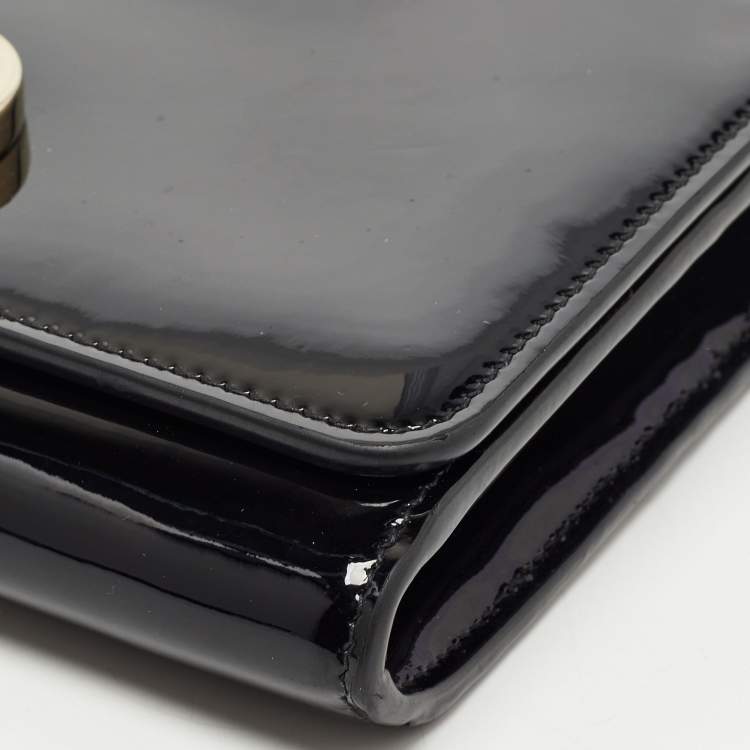 Pre Owned Dior Black Patent Leather 30 Montaigne Chain Clutch