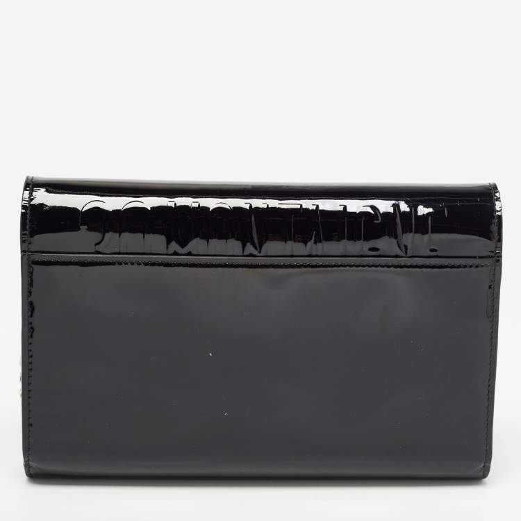 Pre Owned Dior Black Patent Leather 30 Montaigne Chain Clutch