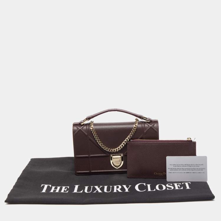 Pre Owned Dior Burgundy Leather Diorama Top Handle Bag