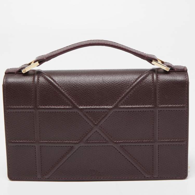 Pre Owned Dior Burgundy Leather Diorama Top Handle Bag