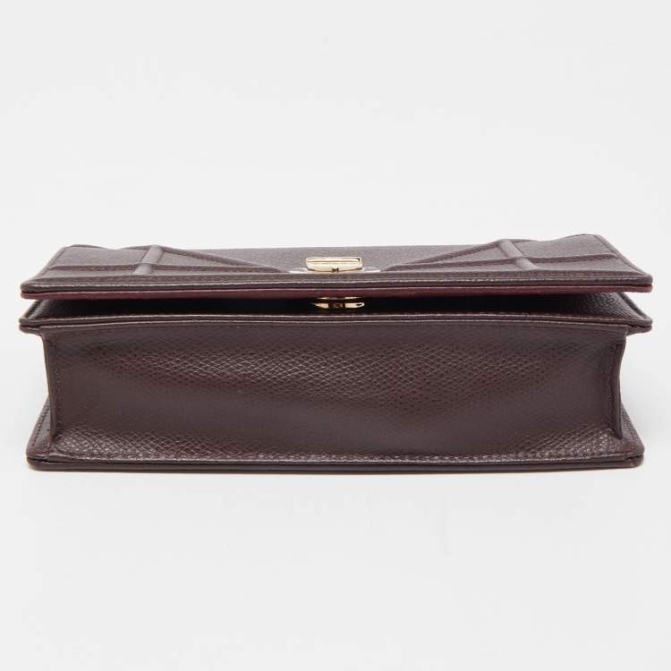Pre Owned Dior Burgundy Leather Diorama Top Handle Bag