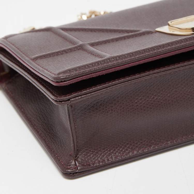 Pre Owned Dior Burgundy Leather Diorama Top Handle Bag