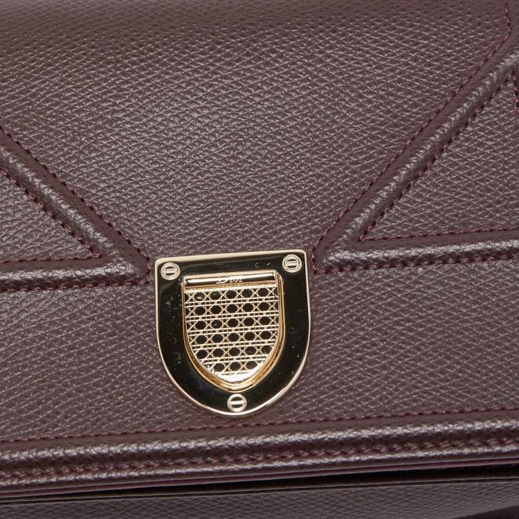Pre Owned Dior Burgundy Leather Diorama Top Handle Bag