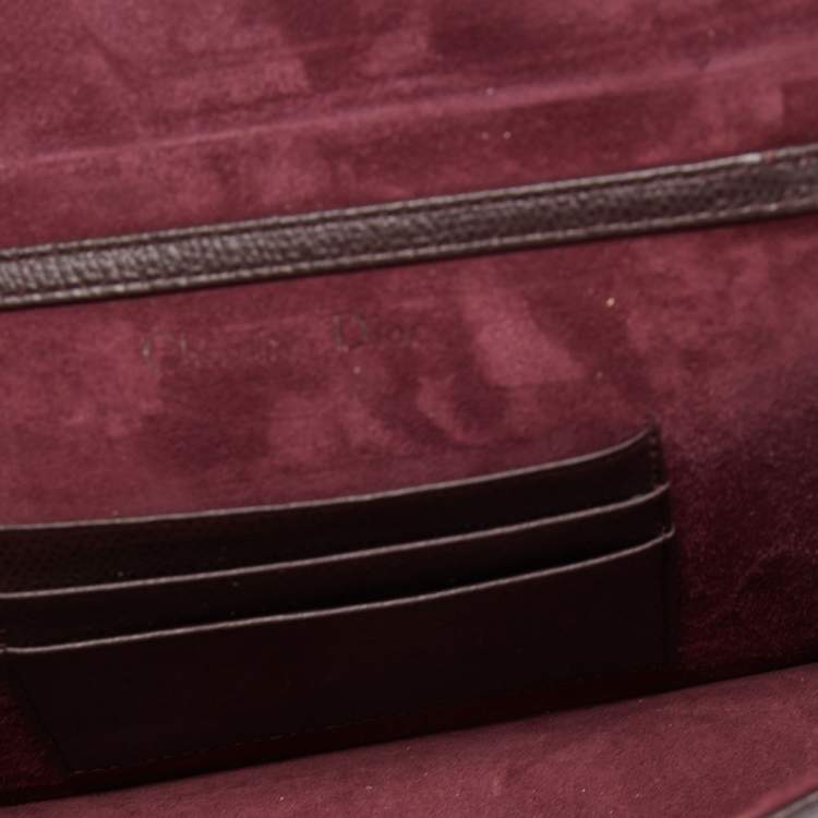 Pre Owned Dior Burgundy Leather Diorama Top Handle Bag