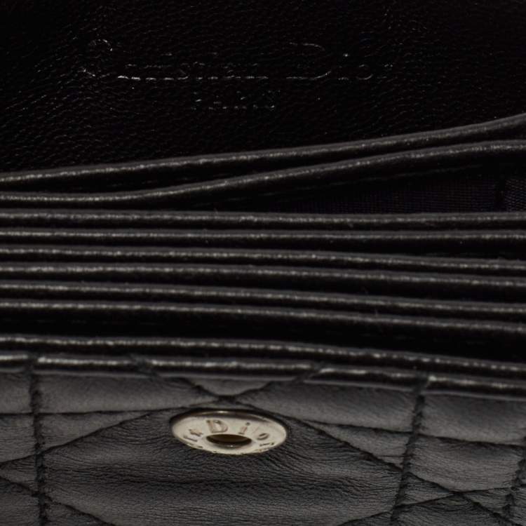 Pre Owned Dior Black Cannage Leather Lady Dior 5 Gusset Card Holder