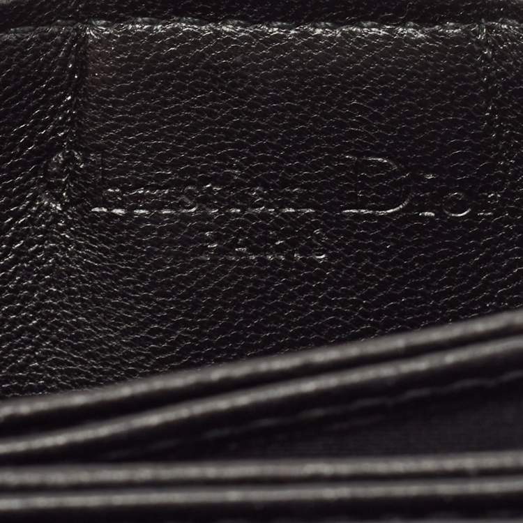 Pre Owned Dior Black Cannage Leather Lady Dior 5 Gusset Card Holder