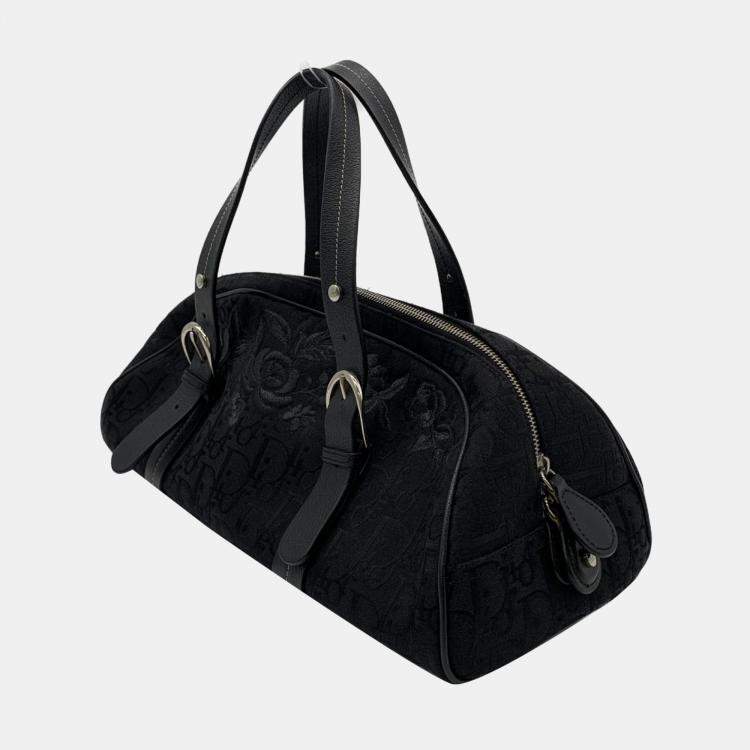 Oblique Canvas Boston Bag Black