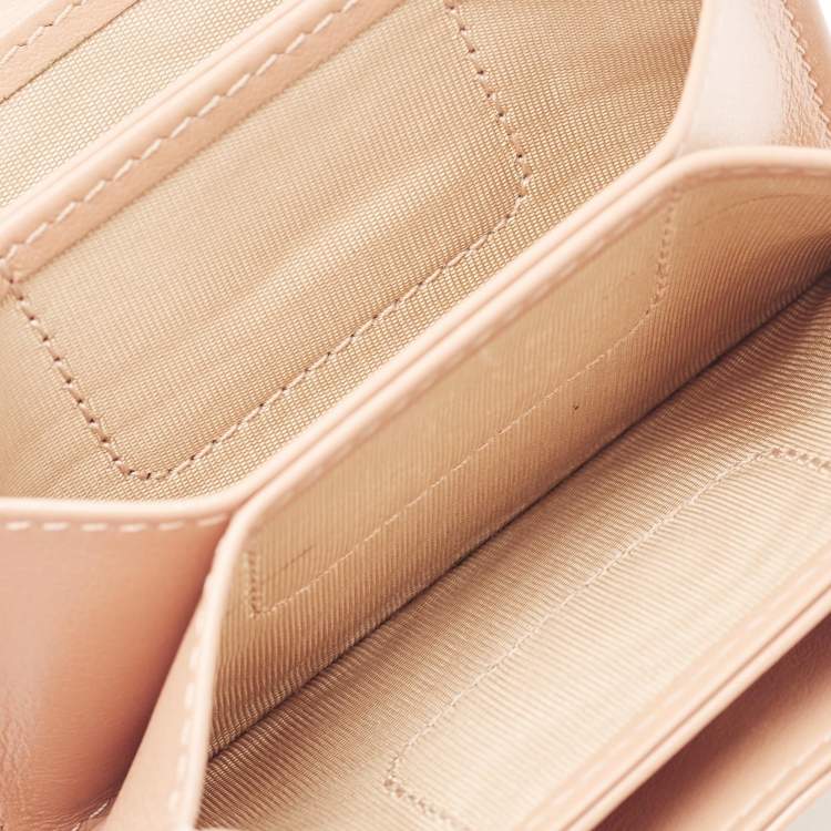 Pre Owned Dior Beige Cannage Patent Leather Lady Dior 5 Gusset Card Holder