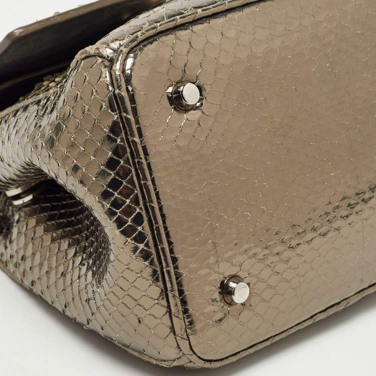 Pre Owned Dior Metallic Python Micro Be Dior Tote
