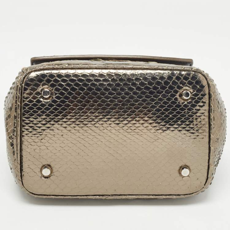 Pre Owned Dior Metallic Python Micro Be Dior Tote