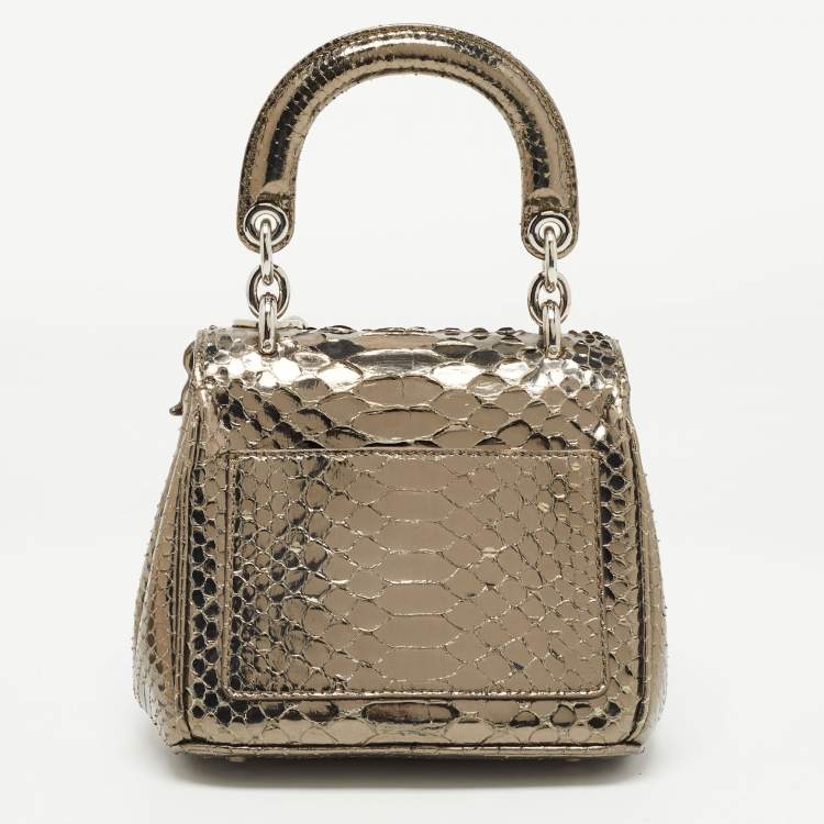 Pre Owned Dior Metallic Python Micro Be Dior Tote