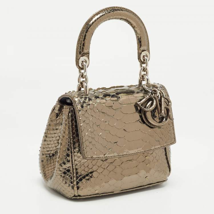 Pre Owned Dior Metallic Python Micro Be Dior Tote