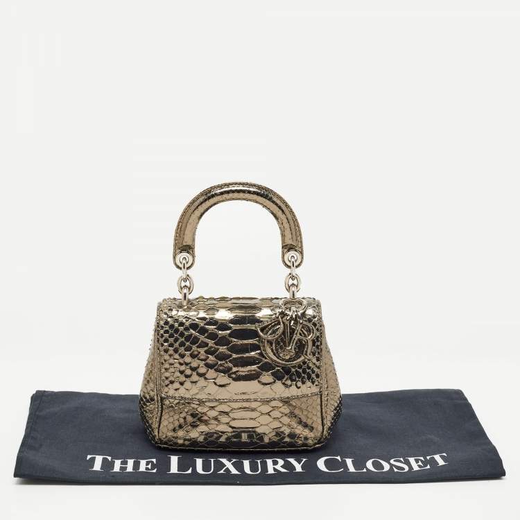 Pre Owned Dior Metallic Python Micro Be Dior Tote