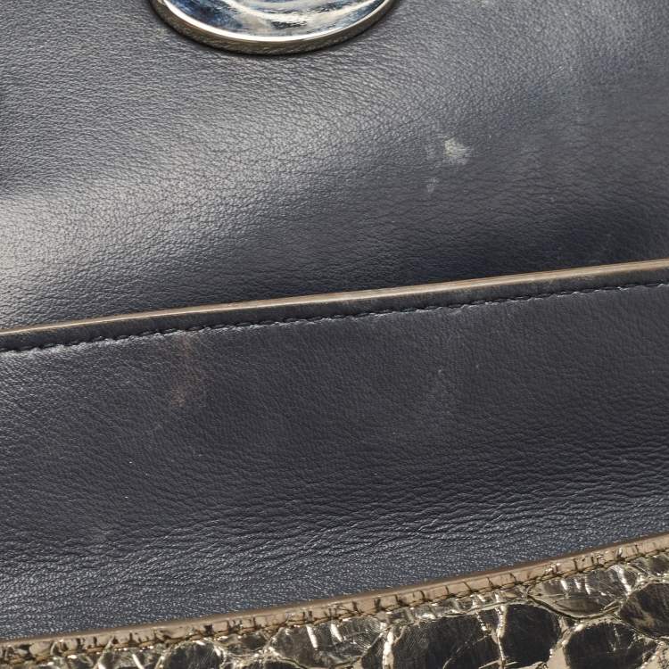 Pre Owned Dior Metallic Python Micro Be Dior Tote