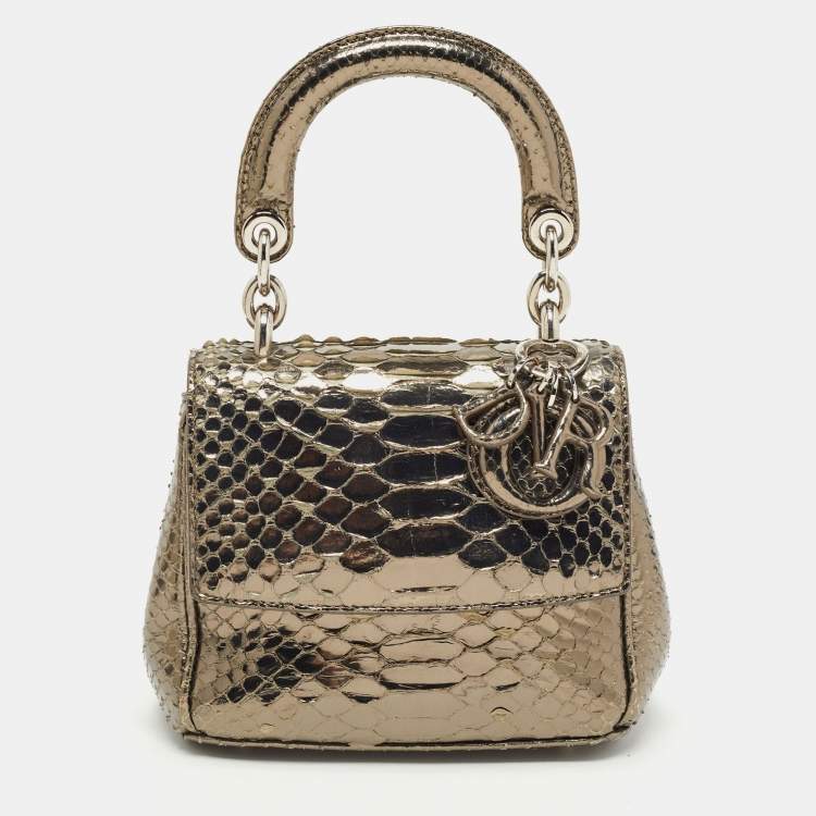 Pre Owned Dior Metallic Python Micro Be Dior Tote