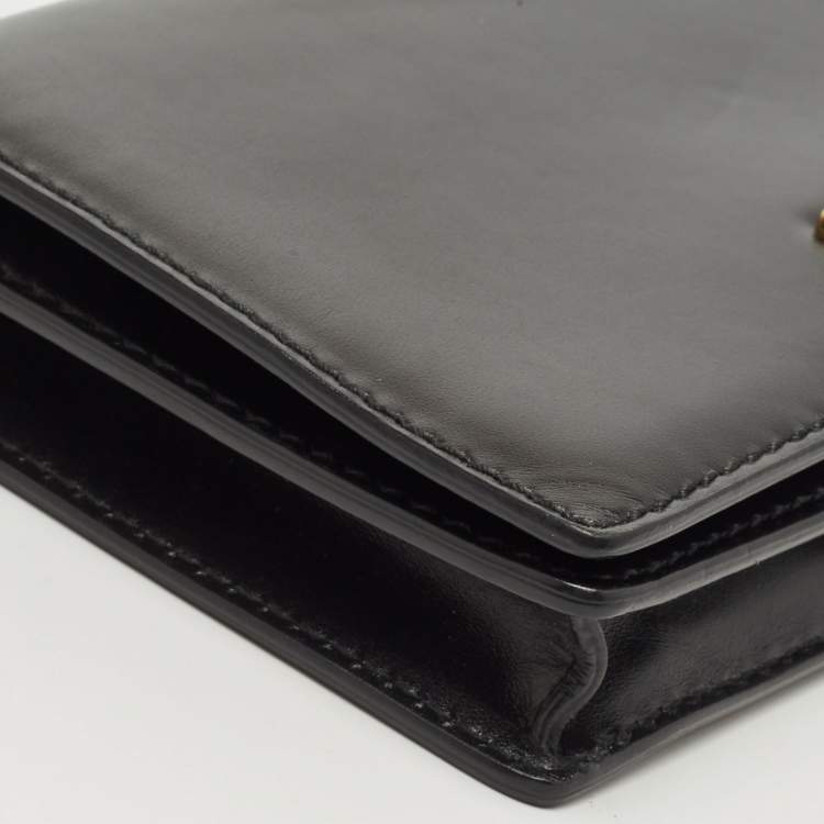 Pre Owned Dior Black Leather D-Fence Croisiere Wallet on Chain