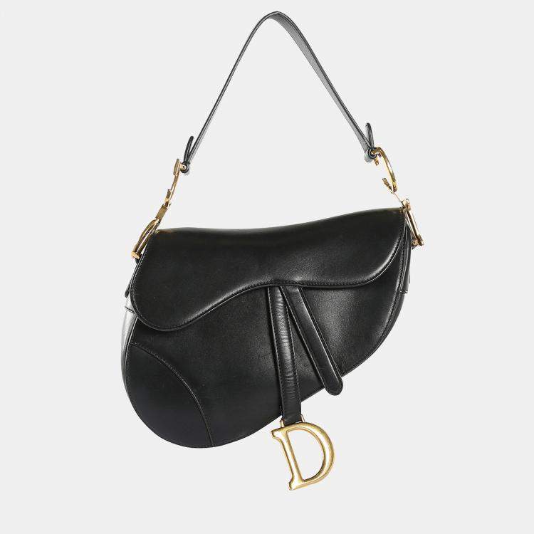 Pre Owned Dior Black Leather Saddle Shoulder Bag