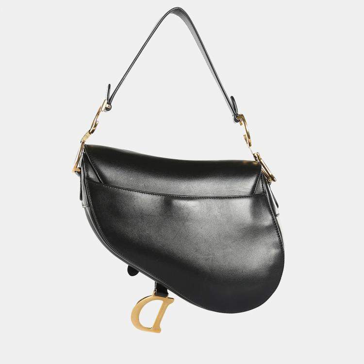Pre Owned Dior Black Leather Saddle Shoulder Bag