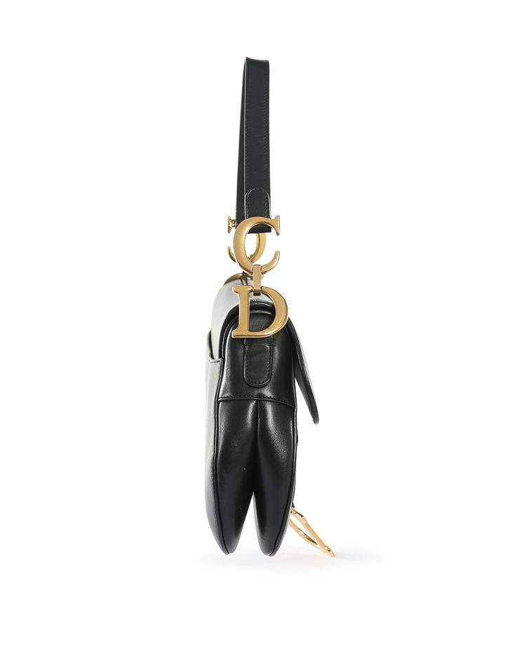 Pre Owned Dior Black Leather Saddle Shoulder Bag