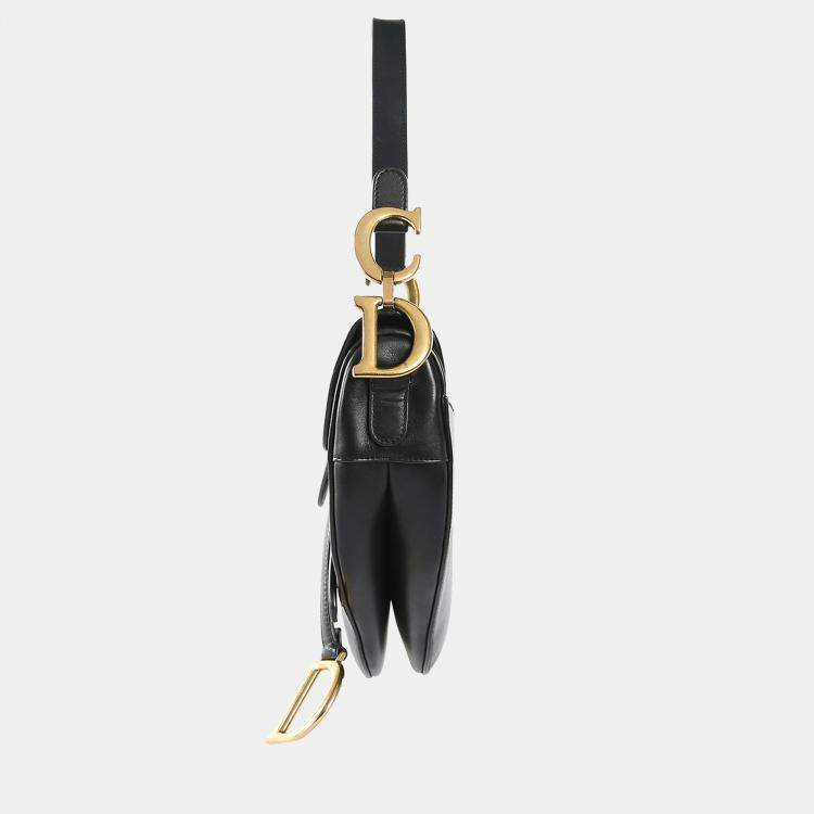 Pre Owned Dior Black Leather Saddle Shoulder Bag