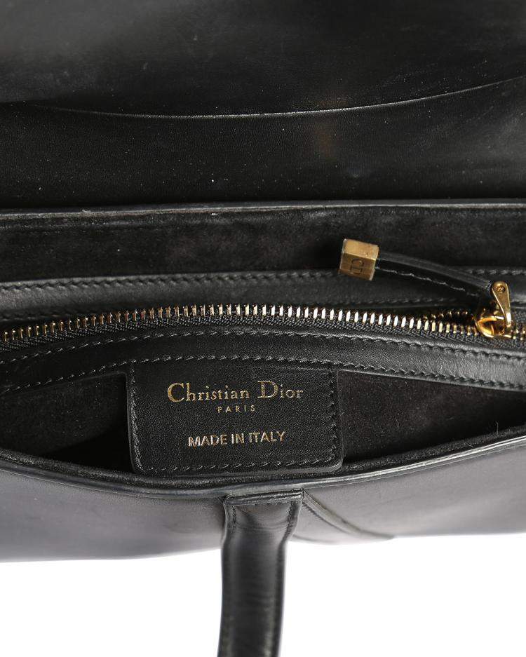 Pre Owned Dior Black Leather Saddle Shoulder Bag