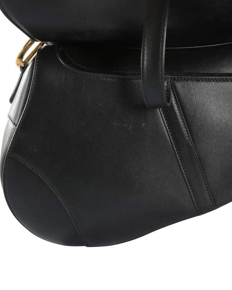 Pre Owned Dior Black Leather Saddle Shoulder Bag