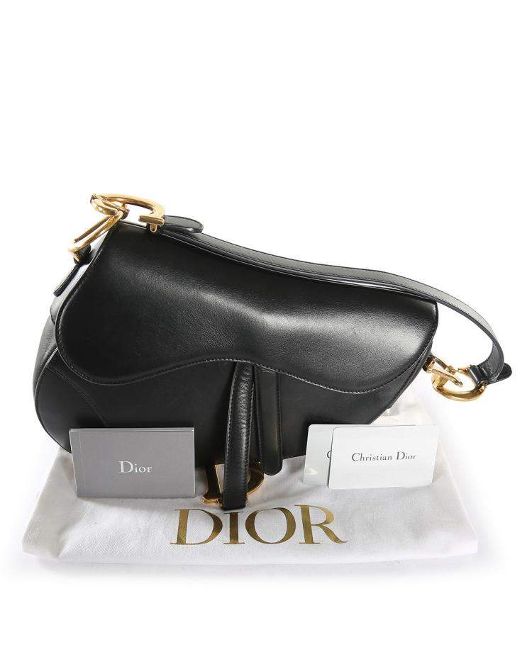 Pre Owned Dior Black Leather Saddle Shoulder Bag