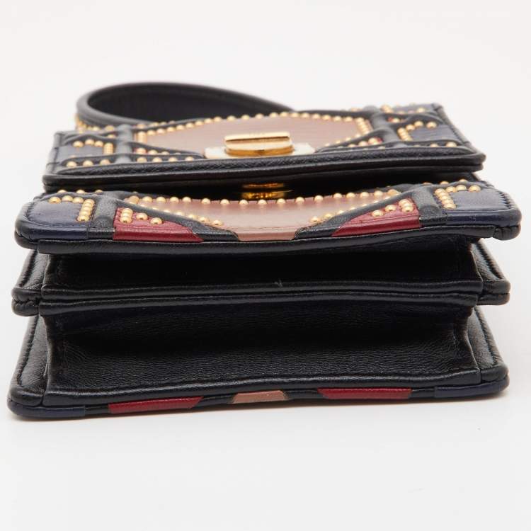 Pre Owned Dior Multicolor Leather Studded Diorama Vertical Chain Clutch