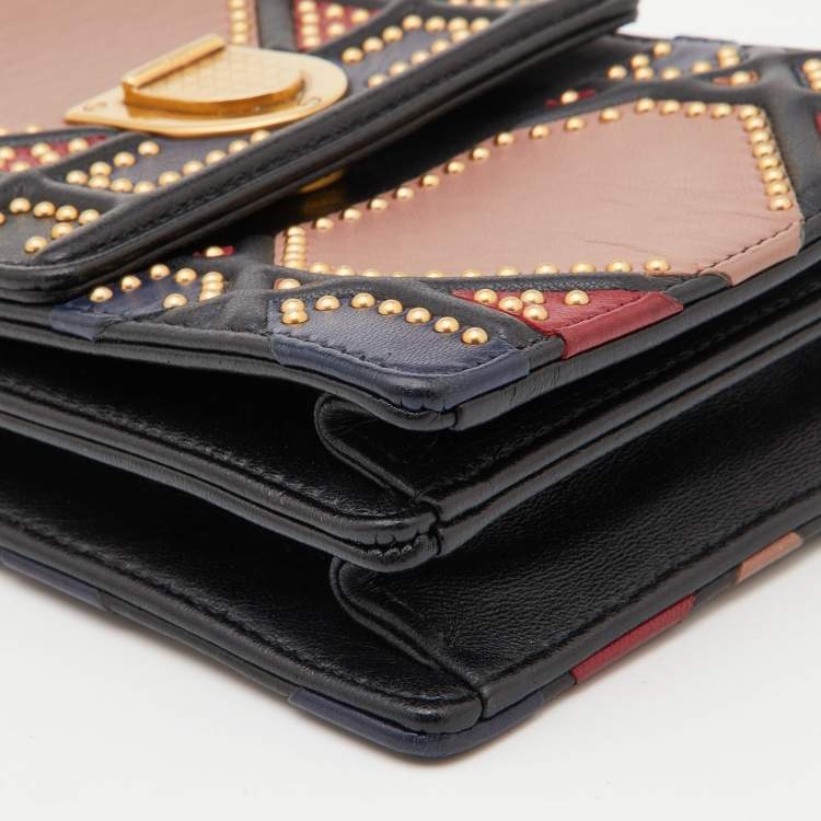 Pre Owned Dior Multicolor Leather Studded Diorama Vertical Chain Clutch