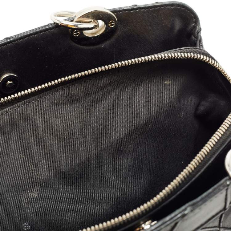 Pre Owned Dior Black Cannage Leather Small Soft Lady Dior Shopping Tote